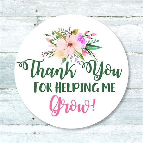 Thank You For Helping Me Grow Teacher Appreciation T Tag Etsy