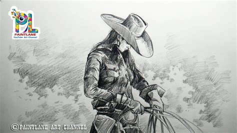 Learn How to Draw and Shade A Cowgirl Hold A Rope With PENCIL | Speed