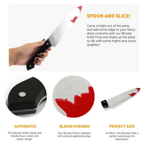 Toy Bloody Kitchen Knife Halloween Horror Fancy Dress Accessory Blood
