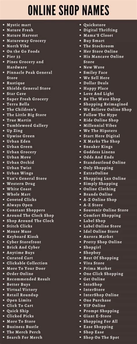 Online Shop Names 300 Online Shopping Company Names
