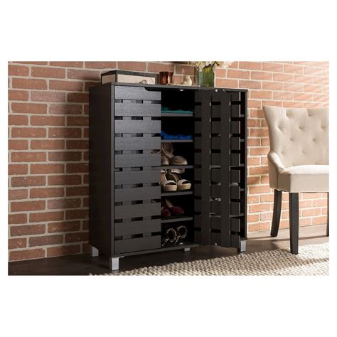 Sintra dark brown storage cabinet. Shirley Modern and Contemporary Wood 2-Door Shoe Cabinet ...