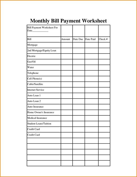 Free Monthly Bill Organizer Spreadsheet Db Excelcom Free Printable