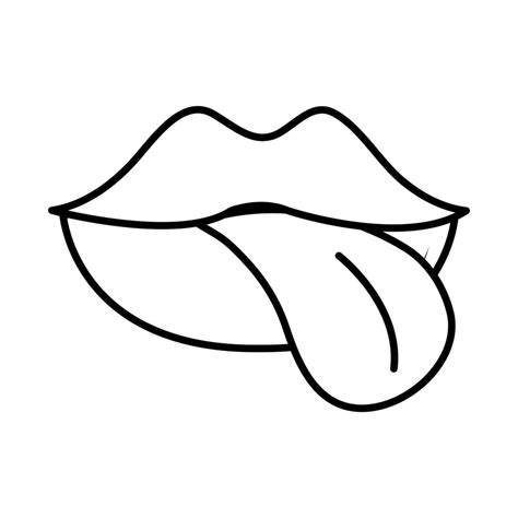 Female Mouth Tongue Out Pop Art Comic Style Line Icon 2587319 Vector