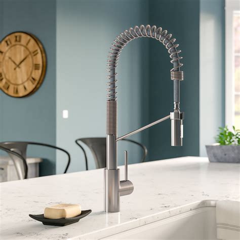 Kraus Oletto Pull Down Single Handle Kitchen Faucet With Deck Plate Handles And Supply Lines