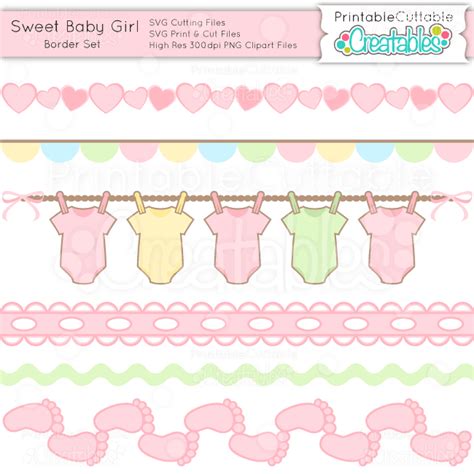Sweet Baby Girl Borders Set Svg Cuts And Clipart