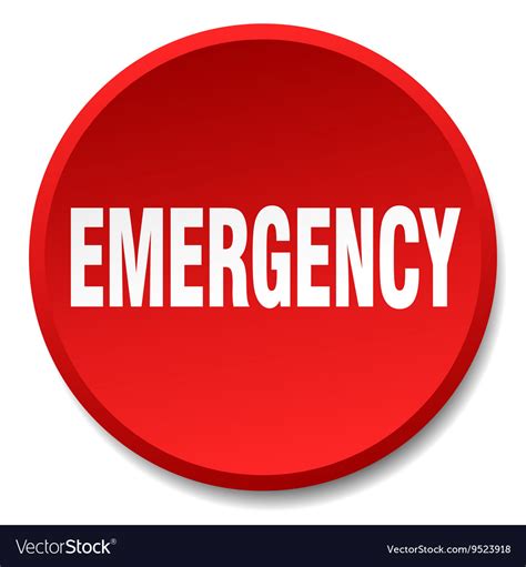 Emergency Red Round Flat Isolated Push Button Vector Image