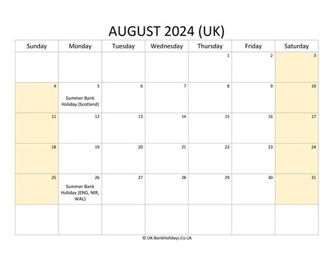 August 2024 Printable Calendar With Holidays