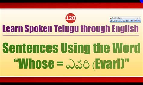 120 Spoken Telugu Beginner Level Sentences Using The Word Whose
