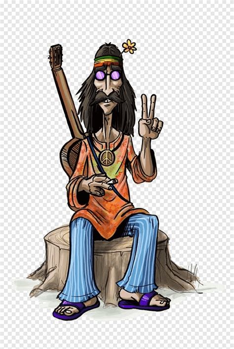 Musician Hippie Drawing Cartoon Peace Symbols Hippie Fictional