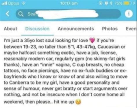 Australian Man Shares Bizarre List Of Dating Requirements On Facebook