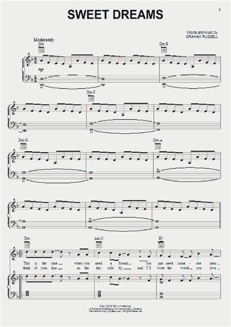 Sweet Dreams Piano Sheet Music Onlinepianist