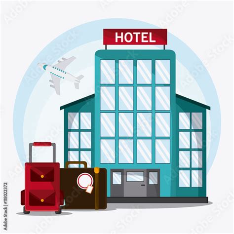 Baggage Hotel Airplane Time To Travel Vacations Trip Icon Colorfull
