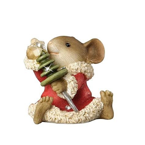 Enesco Heart Of Christmas Mouse With Button Tree Figurine 217 Inch
