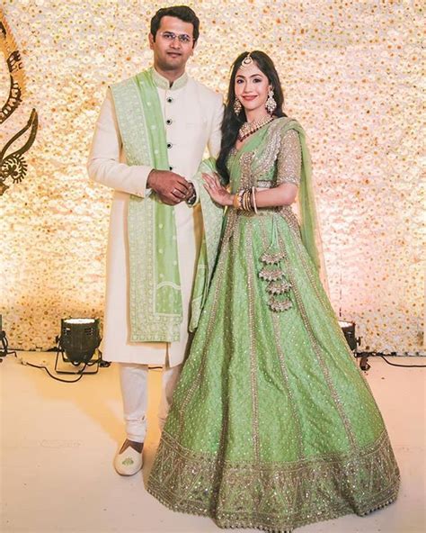 Stunning Pastel Hued Outfits We Spotted Real Brides In Engagement Dress For Groom Couple