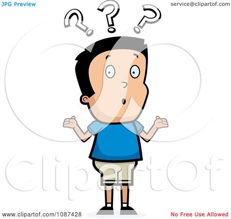 Clipart Confused Boy Shrugging Royalty Free Vector Illustration By