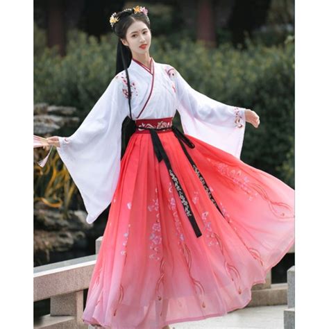 Hanfu Womens Chinese Hanfu Chinese Traditional White With Pink