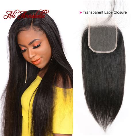 Straight Hair Transparent Lace Closure Swiss Lace Free Middle Part