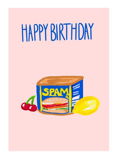 Spam Card Happy Birthdaypink Funny Humorousspam Lover Etsy