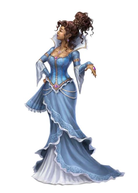 Female Noble Aristocrat Bard Blue Dress Pathfinder 2e Pfrpg Dnd Dandd 3