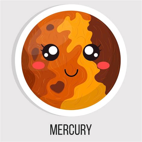 Dibujos Animados Lindo Planeta Mercurio Aislado Sobre Fondo Blanco
