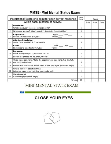 Mini Mental Status Exam Free Printable