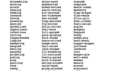 Ha Ha Medieval Insults Language For Teaching Shakespeare Tom Tit