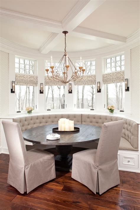 A small round breakfast table made out of some kind of metal like rod iron reminds the occupant of a café table. 50 Custom Cozy Kitchen Dining Nooks with Built-In Seating ...