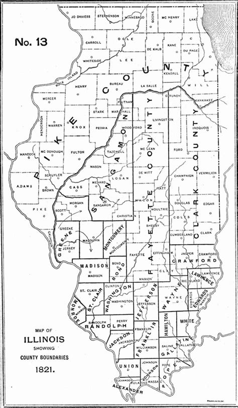 1821 Illinois County Formation Map