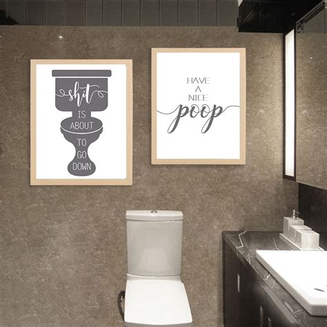 Funny Bathroom Quotes Modern Wall Posters Minimalist Blackandwhite Nordic