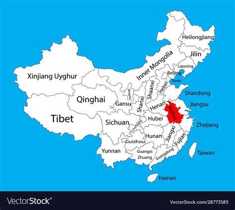 Anhui Province Map China Map Royalty Free Vector Image