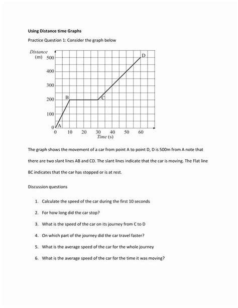 An object not moving b. Distance Time Graph Answer Key | Free Worksheets