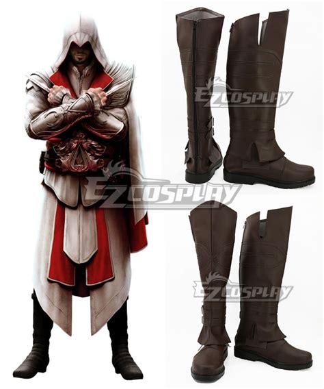 Assassin S Creed II Ezio Auditore Brown Shoes Cosplay Boots A Edition