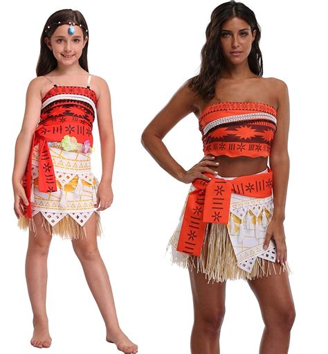 Goodsaleok Girl Women Moana Cosplay Costume Polynesia Princess Dress Outfit For Halloween Party