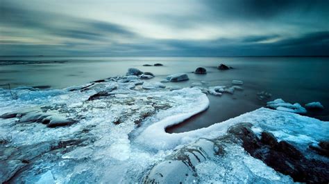Wallpaper Sea Rock Nature Shore Reflection Winter Ice Coast