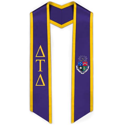 Delta Tau Delta Trimmed Greek Lettered Graduation Stole W Crest