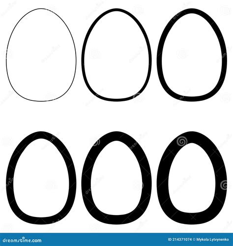 Egg Set Different Thickness Outline Shapes Vector Egg Shape Template