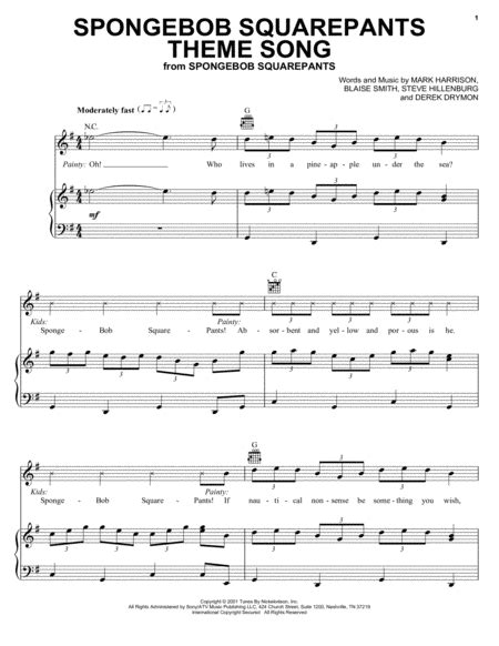 Free and guaranteed quality tablature with ukulele chord charts, transposer and auto scroller. Download SpongeBob SquarePants Theme Song Sheet Music By Mark Harrison - Sheet Music Plus