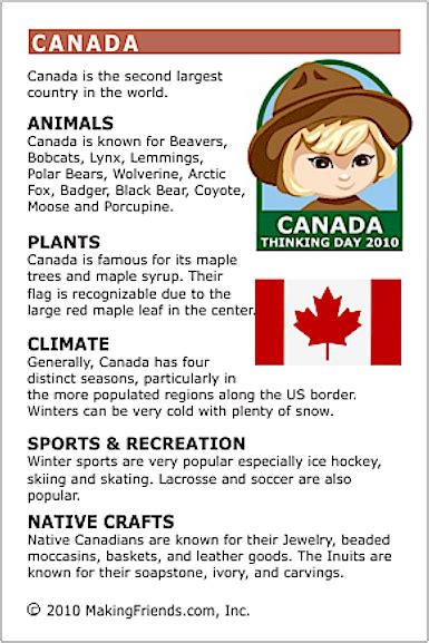 Facts About Canada Canada For Kids World Thinking Day Facts About