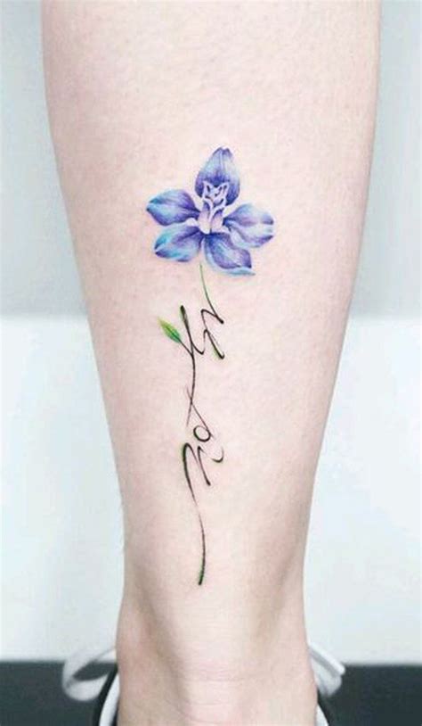 But, caranfa advises you to put some thought into your color choices. Delicate Blue Rose Script Quote Leg Calf Tattoo Ideas for ...