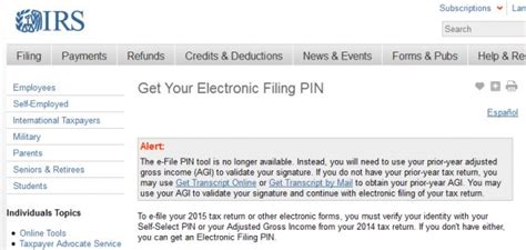 Irs Electronic Filing Pin Request Page Concrshing