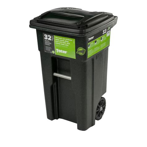 Outdoor Trash Can Wheels And Cover Lid 32 Gal Green Recycle Durable