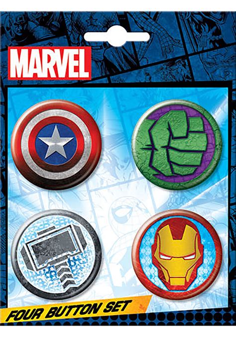 Marvel Logo 4 Button Set
