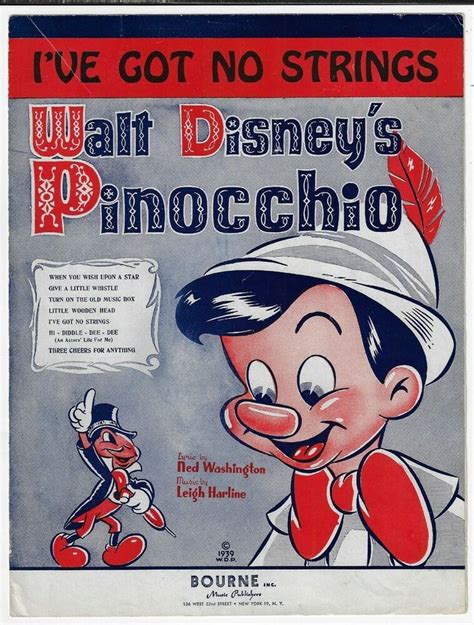 Walt Disney Sheet Music Ive Got No Strings From Pinocchio 1940