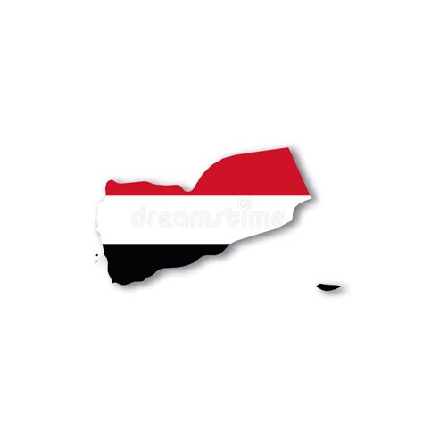 Yemen National Flag In A Shape Of Country Map Stock Vector