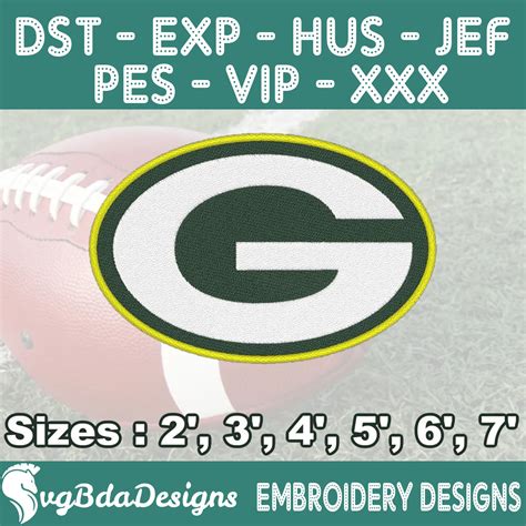 Green Bay Packers Machine Embroidery Design 6 Sizes Embroidery Machine Designs Svgbdadesigns