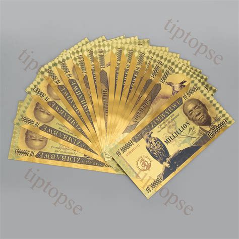 100pcs zim millillion 3000003 zero dollars zimbabwe gold foil novelty banknotes ebay