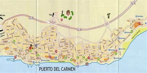 A Map Of Puerto Del Carmen Lanzarote Spain Puerto Del Carmen