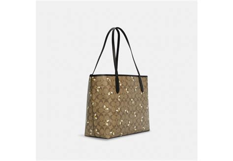 Coach Outlet® City Tote In Signature Canvas With Bee Print