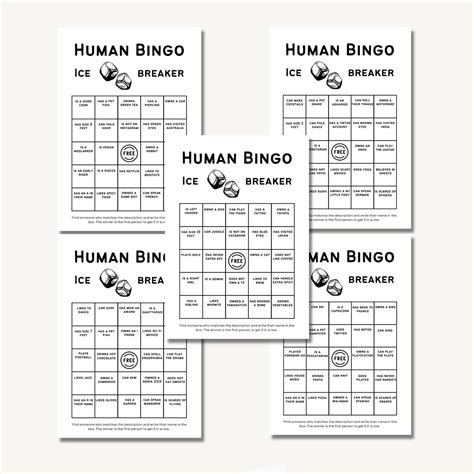 Human Bingo Ice Breaker Party Game 5 Game Bumper Pack Etsy