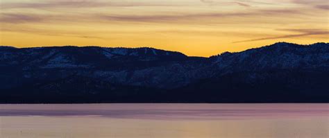 Download Wallpaper 2560x1080 Lake Sunset Mountains